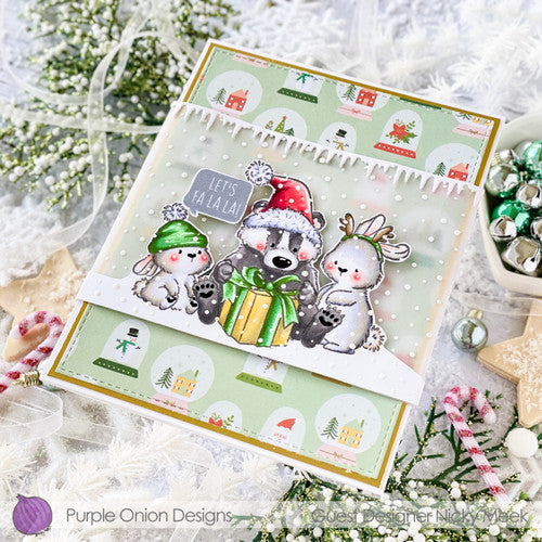 Purple Onion Designs Christmas Present Unmounted Cling Stamp pod5035 Nicky Meek Card