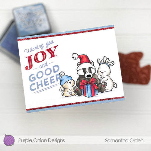 Purple Onion Designs Christmas Present Unmounted Cling Stamp pod5035 Samantha Olden Card
