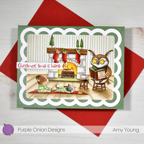 Purple Onion Designs Christmas Time is Here Unmounted Cling Stamp pod9038 Amy Young Card