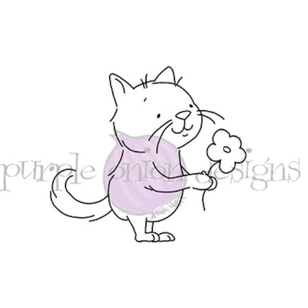 Purple Onion Designs Clyde Picking Flowers Unmounted Cling Stamp pod6050