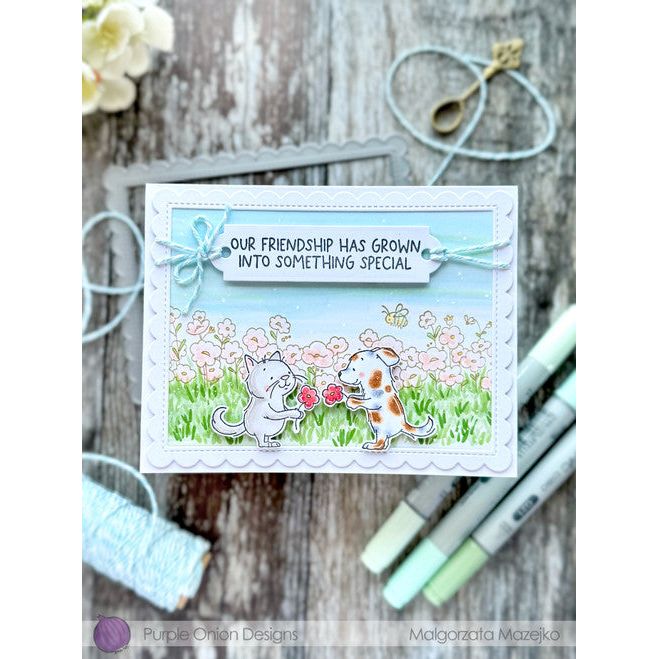 Purple Onion Designs Clyde Picking Flowers Unmounted Cling Stamp pod6050 Special Friend Card