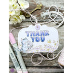 Purple Onion Designs Clyde Picking Flowers Unmounted Cling Stamp pod6050 Thank You Tag
