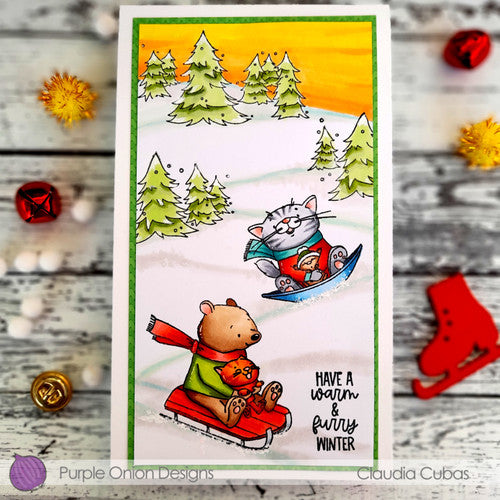 Purple Onion Designs Dandy And Little Roo Unmounted Cling Stamp pod6005 Claudia Cubas Card