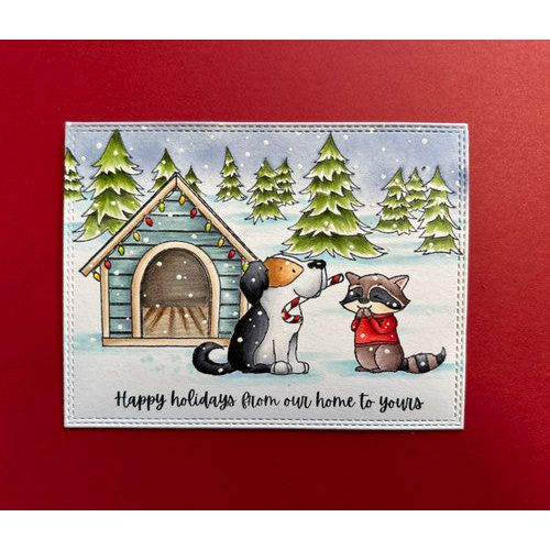 Purple Onion Designs Decorated Dog House Unmounted Cling Stamp pod6014 Carol Gibbs Card