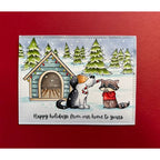 Purple Onion Designs Decorated Dog House Unmounted Cling Stamp pod6014 Carol Gibbs Card