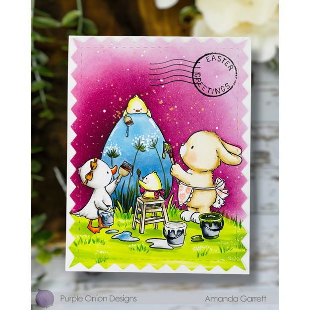 Purple Onion Designs Eggstravaganza Unmounted Cling Stamp pod5070 Easter Egg Card