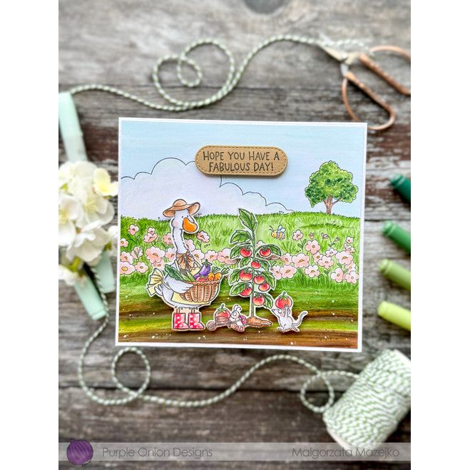 Purple Onion Designs Field Background Unmounted Cling Stamp pod6033 Have A Fabulous Day