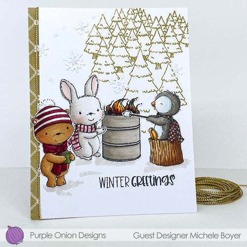 Purple Onion Designs Fire Barrel Unmounted Cling Stamp pod1431 Michele Boyer Card