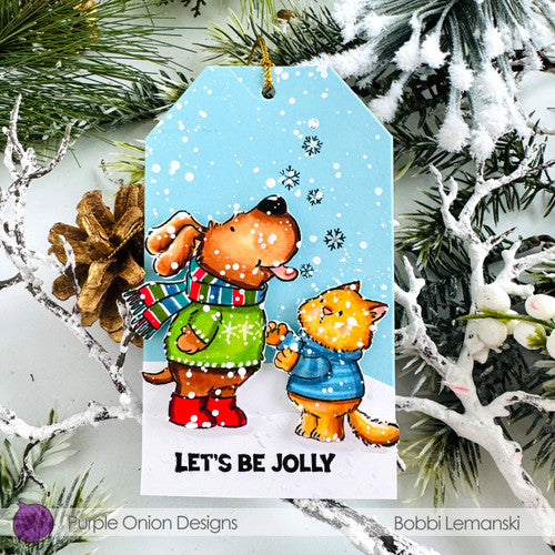 Purple Onion Designs Flappy And Tofu Snowflake Fun Unmounted Cling Stamp pod5060 Bobbi Lemanski Card