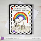 Purple Onion Designs Flappy's Rainbow Unmounted Cling Stamp pod5079 Artist Card