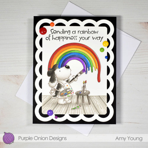 Purple Onion Designs Flappy's Rainbow Unmounted Cling Stamp pod5079 Artist Card