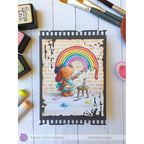 Purple Onion Designs Flappy's Rainbow Unmounted Cling Stamp pod5079 Painter Card