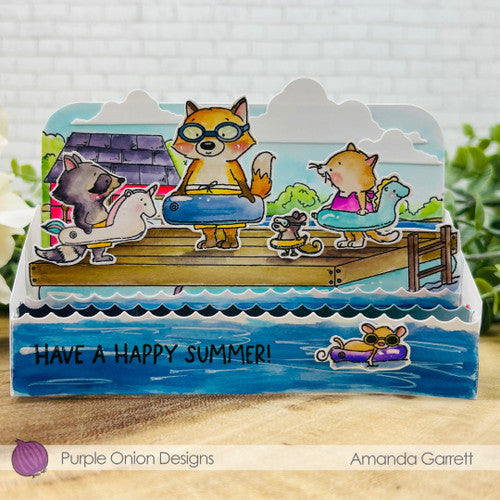 Purple Onion Designs Floatie Gang Unmounted Cling Stamp pod6039 Happy Summer Card