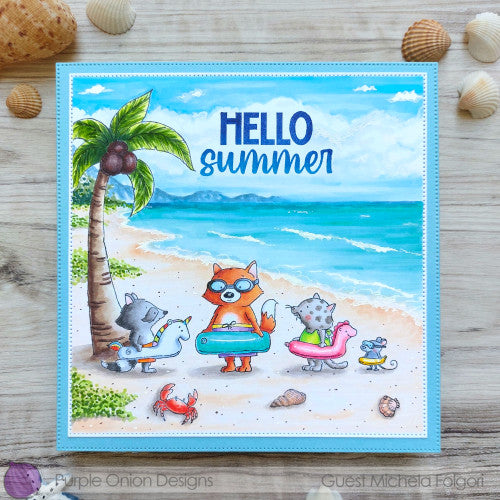 Purple Onion Designs Floatie Gang Unmounted Cling Stamp pod6039 Hello Summer Card