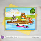 Purple Onion Designs Floatie Gang Unmounted Cling Stamp pod6039 Summer Lake Card