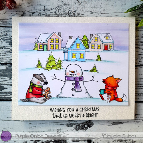 Purple Onion Designs Frost The Snowman Unmounted Cling Stamp pod6015 Claudia Cubas Card
