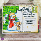 Purple Onion Designs Frosty And Sweet Pea Unmounted Cling Stamp pod1425 Amanda Garrett Card
