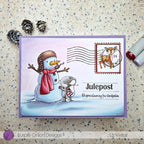 Purple Onion Designs Frosty And Sweet Pea Unmounted Cling Stamp pod1425 Liz Vefall Card