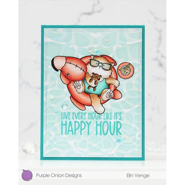 Purple Onion Designs Good Libations Unmounted Cling Stamp pod9034 Summer Drinks Card