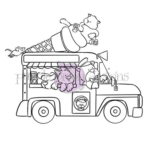 Purple Onion Designs Happy Cone Mobile Unmounted Cling Stamp pod5078