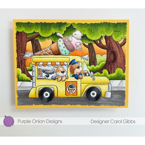 Purple Onion Designs Happy Cone Mobile Unmounted Cling Stamp pod5078 Ice Cream Truck Card