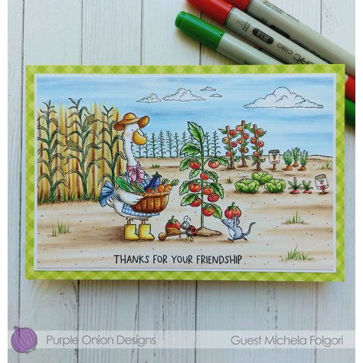 Purple Onion Designs Happy Harvest Unmounted Cling Stamp pod5041 Farming
