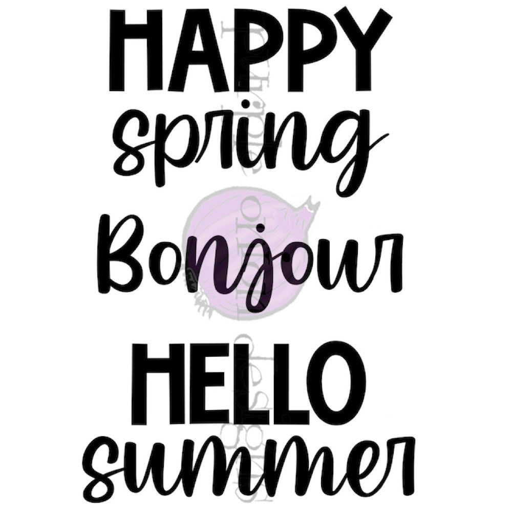 Purple Onion Designs Happy Hello Sentiment Set Unmounted Cling Stamp pod9033