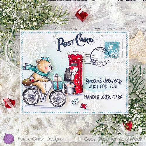 Purple Onion Designs Happy Mail Unmounted Cling Stamp pod5034 Nicky Meek Card