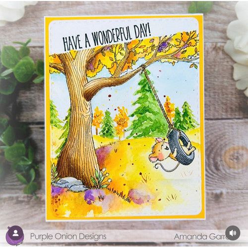 Purple Onion Designs Hazel Unmounted Cling Stamp pod1386 Have A Wonderful Day Card
