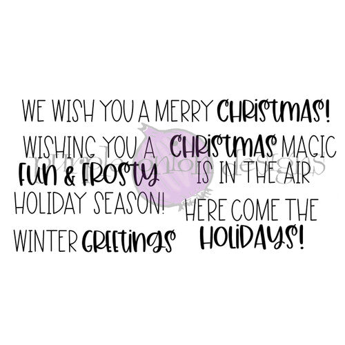Purple Onion Designs Holiday Time Sentiments Cling Stamp pod9019