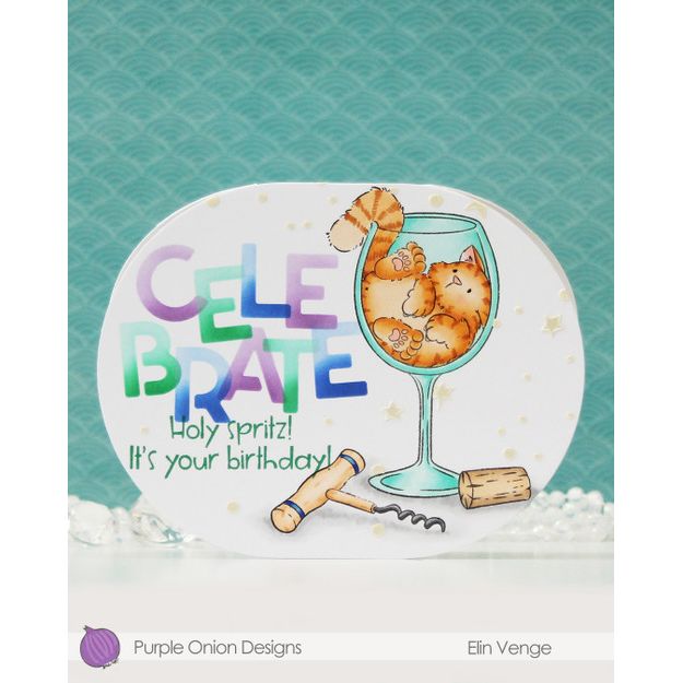 Purple Onion Designs Holy Spritz It's Your Birthday Unmounted Cling Stamp pod9044 Celebration Card