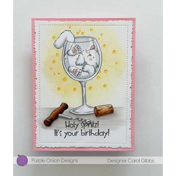 Purple Onion Designs Holy Spritz It's Your Birthday Unmounted Cling Stamp pod9044 Party Card