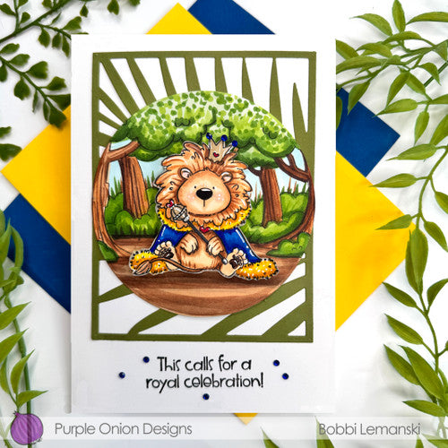 Purple Onion Designs King Lion Unmounted Cling Stamp pod5081 Celebration Card