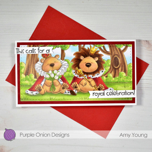 Purple Onion Designs King Lion Unmounted Cling Stamp pod5081 This Calls For A Celebration Card
