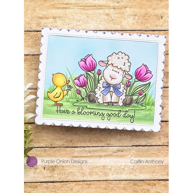 Purple Onion Designs Lamby And Ducky Welcome Spring Unmounted Cling Stamp pod6053 Have A Blooming Good Day