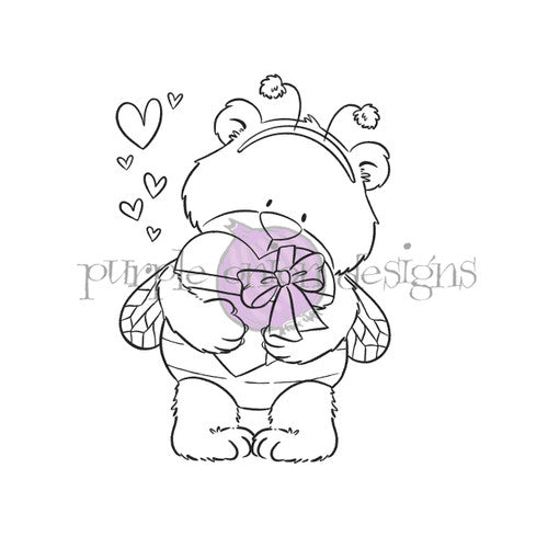 Purple Onion Designs Love, Brownie Bear Unmounted Cling Stamp pod5012