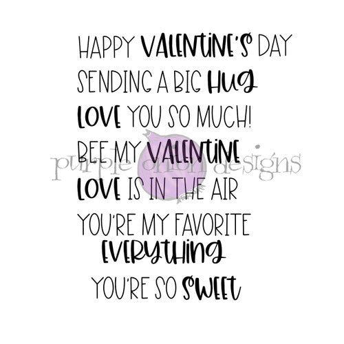 Purple Onion Designs Love Sentiment Unmounted Cling Stamp Set pod9022