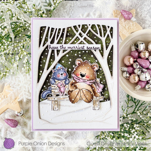 Purple Onion Designs Merry Bestie-Mas Unmounted Cling Stamp pod5032 Nicky Meek Card