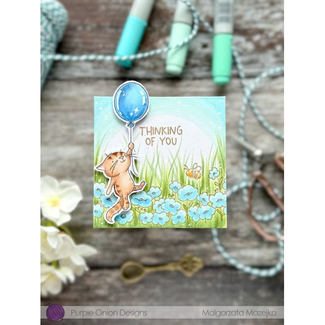 Purple Onion Designs Miles Up Up And Away Unmounted Cling Stamp pod6055 Thinking Of You Card