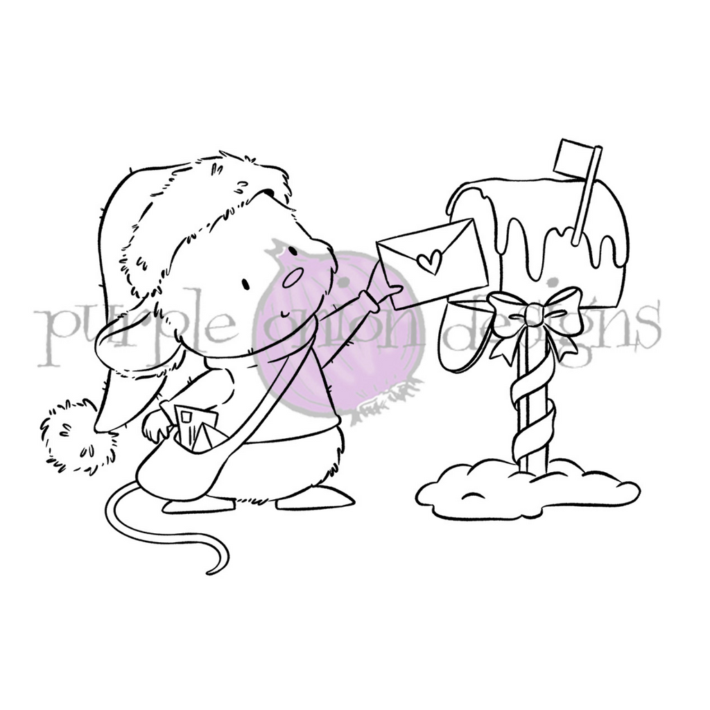Purple Onion Designs Mousy Mail Unmounted Cling Stamp pod5062