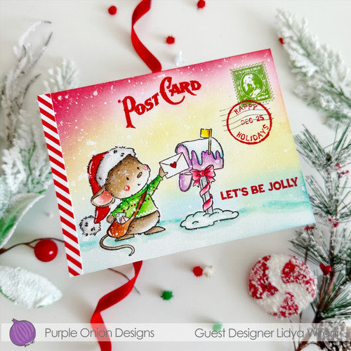 Purple Onion Designs Mousy Mail Unmounted Cling Stamp pod5062 Lidya Wirani Card