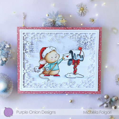 Purple Onion Designs Mousy Mail Unmounted Cling Stamp pod5062 Michela Folgori Card