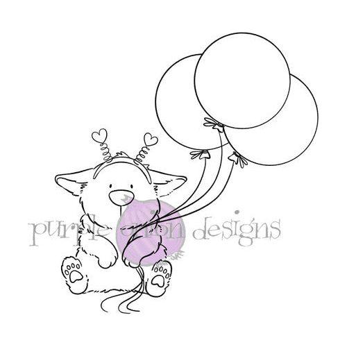 Purple Onion Designs Mr. Corgi And Balloons Unmounted Cling Stamp pod5017