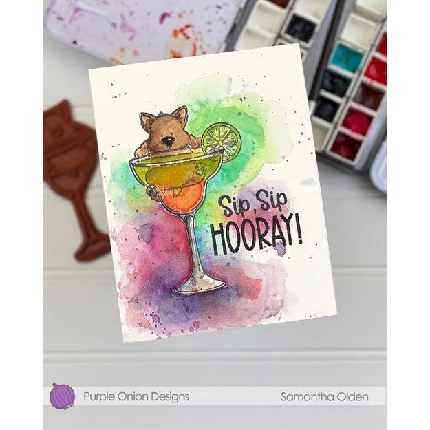 Purple Onion Designs Mr. Corgi's Margarita Unmounted Cling Stamp pod5047 Sip Hooray Card