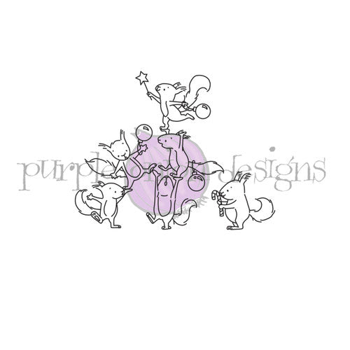 Purple Onion Designs Nutty Acrobats Unmounted Cling Stamp pod6061