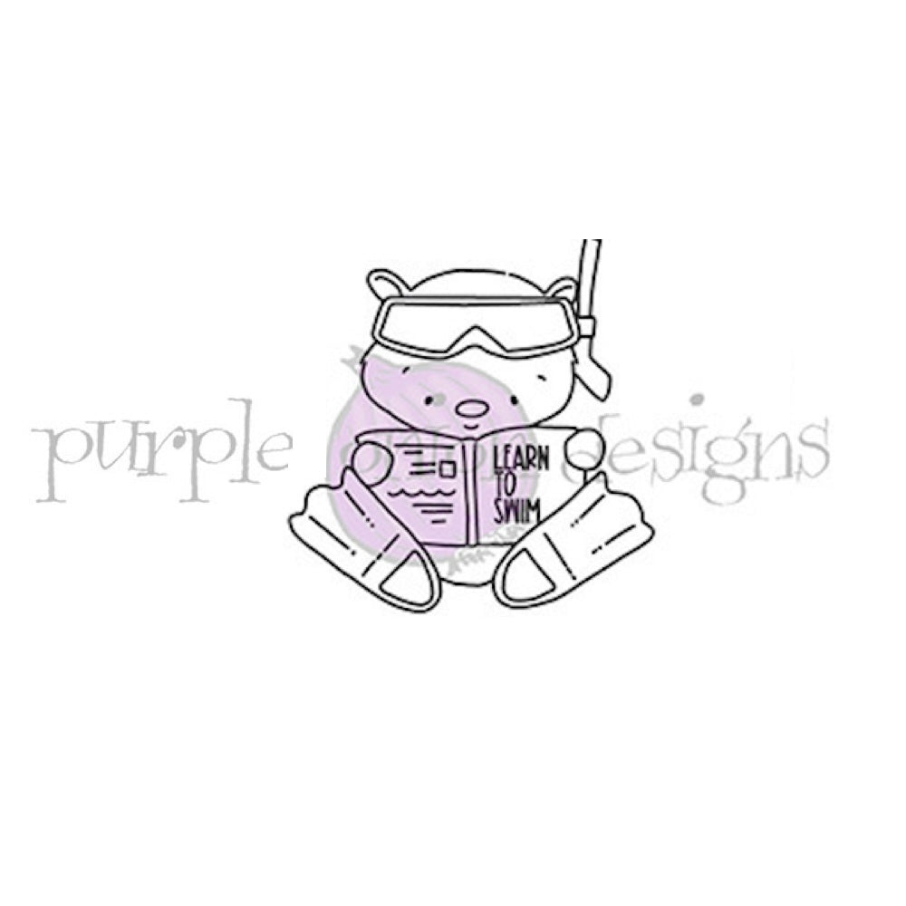 Purple Onion Designs Oliver Reading To Swim Unmounted Cling Stamp pod6042