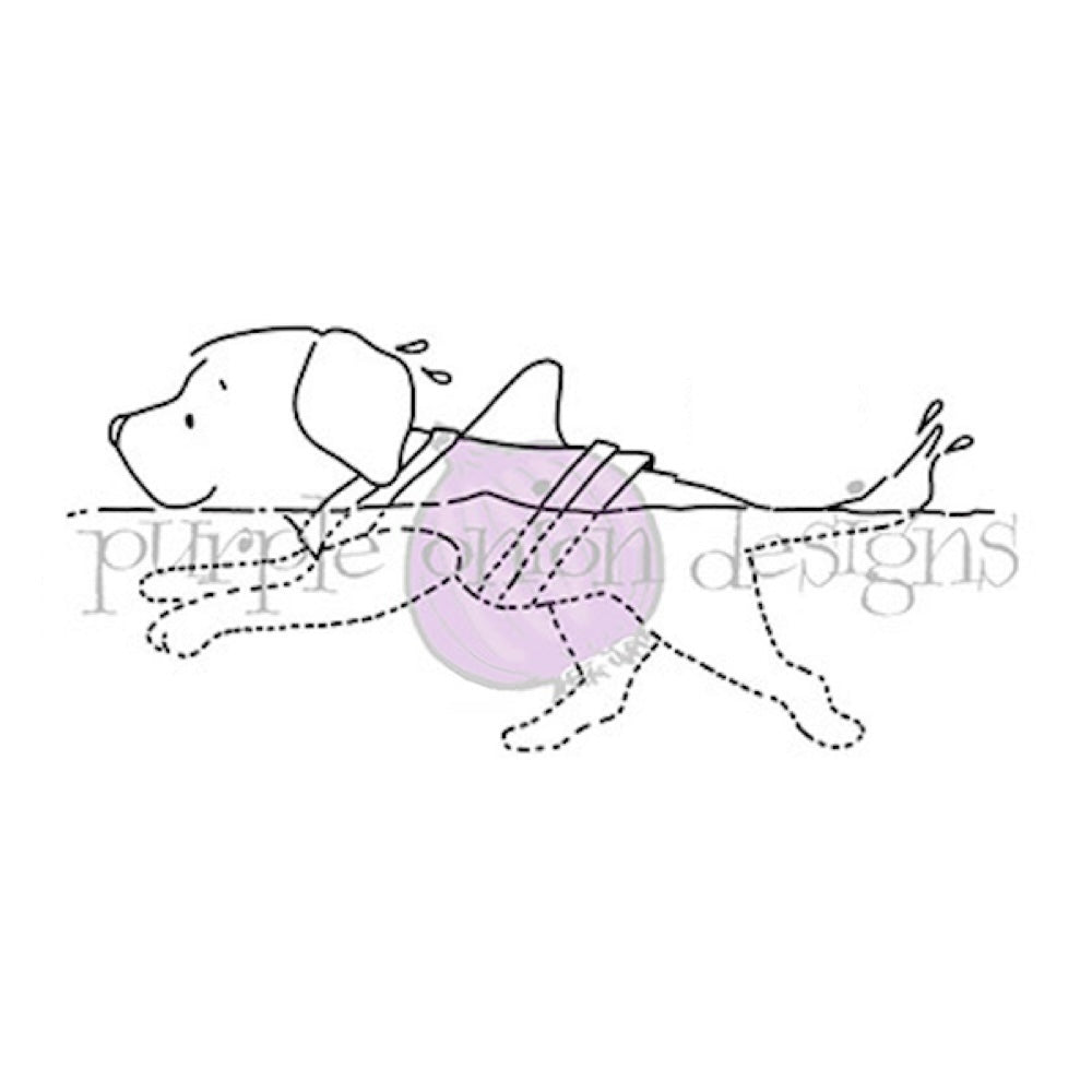 Purple Onion Designs Ollie Swims Unmounted Cling Stamp pod6043