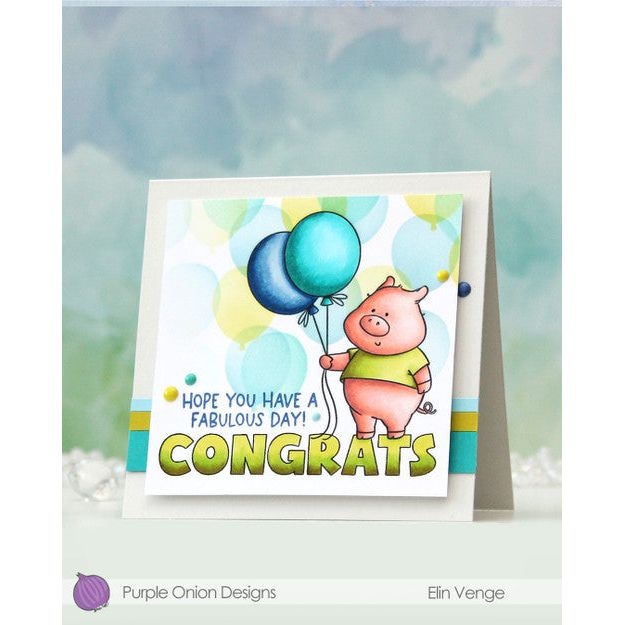 Purple Onion Designs Outliners Sentiment Set Unmounted Cling Stamp pod9032 Congratulations Card