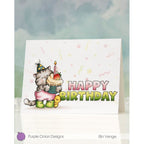 Purple Onion Designs Outliners Sentiment Set Unmounted Cling Stamp pod9032 Happy Birthday Card