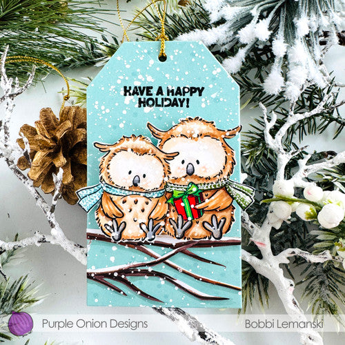 Purple Onion Designs Owlsome Christmas Unmounted Cling Stamp pod5063 Bobbi Lemanski Tag